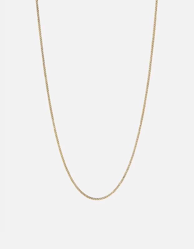 1.3mm Cuban Chain Necklace, 14K Gold