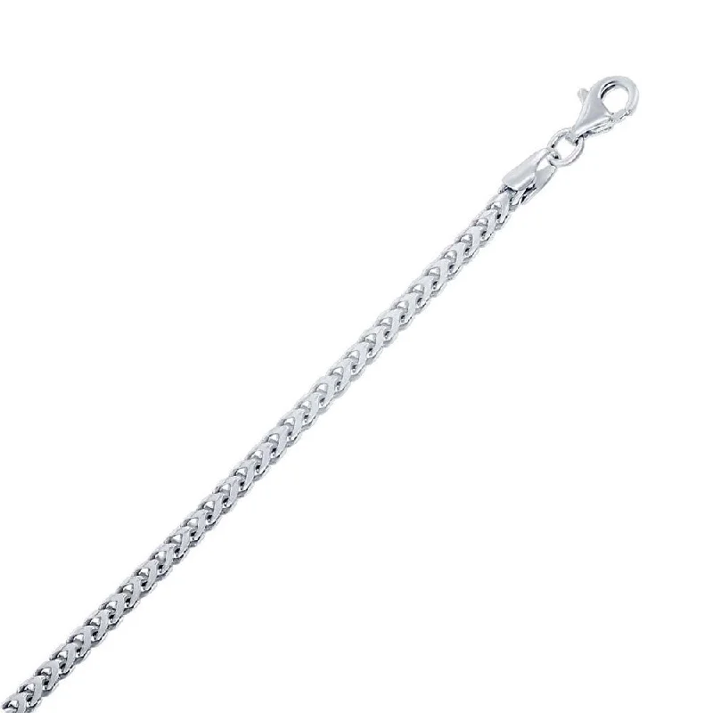 Sterling Silver 2.5mm Franco Chain Rhodium Plated Bracelet, 9" (95473)