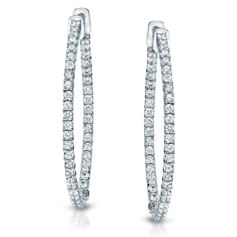 Auriya 14k Gold 2ctw Medium Trellis Style Diamond Hoop Earrings - 1.41-inch (H-I, SI1-SI2)