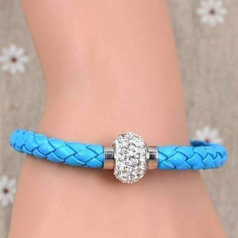 French Braid Shamballa Magnetic Bangle Bracelet for Woman