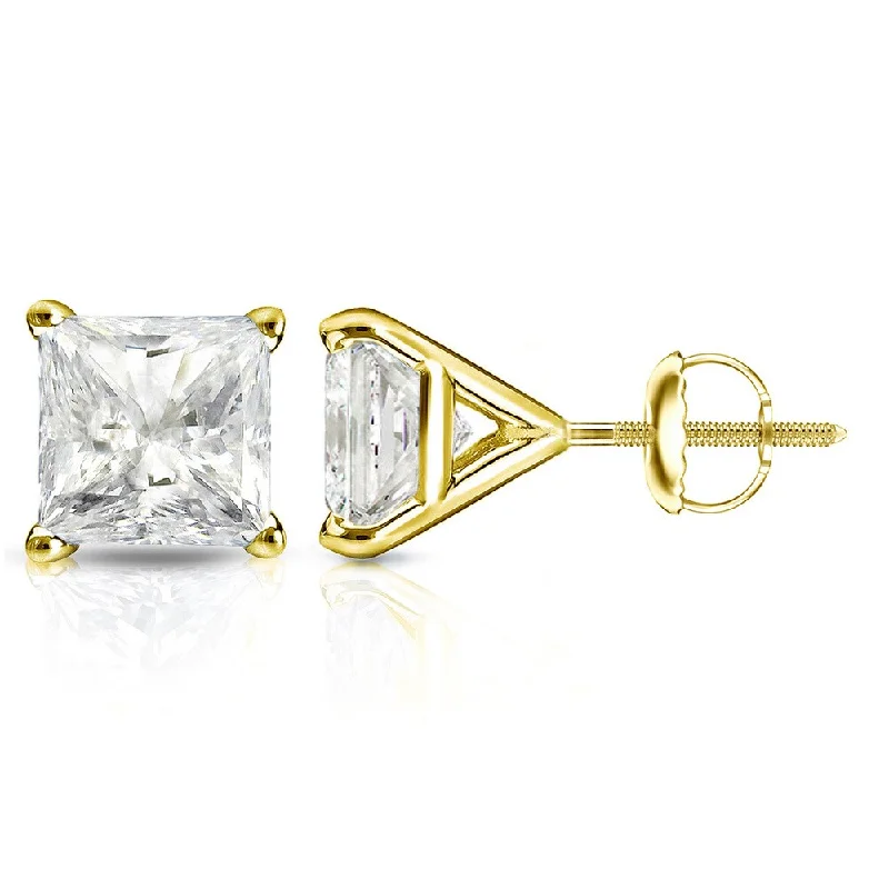 Auriya 1ctw Princess-cut Diamond Stud Earrings 14k Gold Martini-set