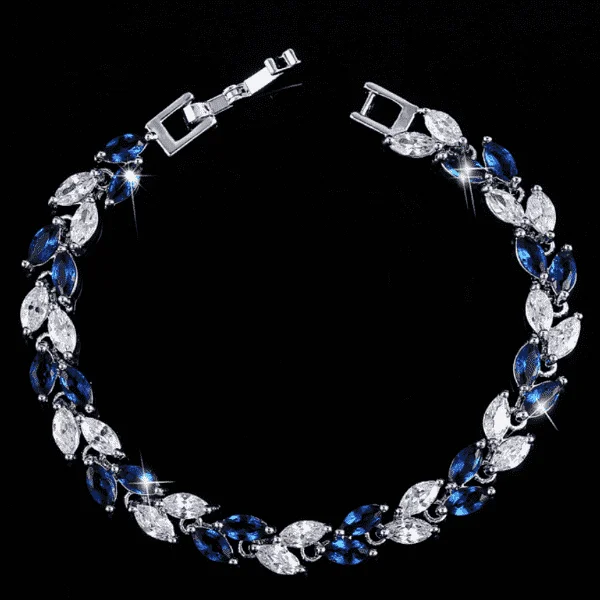 Sapphire Marquise Leaf Swiss CZ Diamonds Tennis Bracelet for Women Special  Occasion Birthday Anniversary