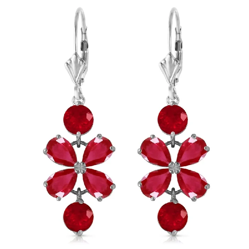 5.32 CTW 14K Solid White Gold Chandelier Earrings Natural Ruby