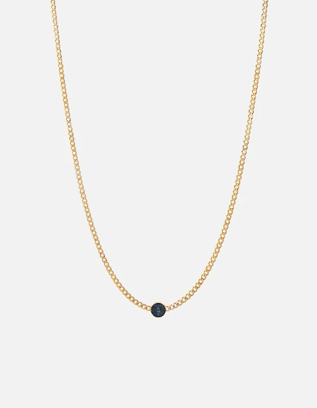 Eye of Time Type Chain Necklace, Gold Vermeil/Blue