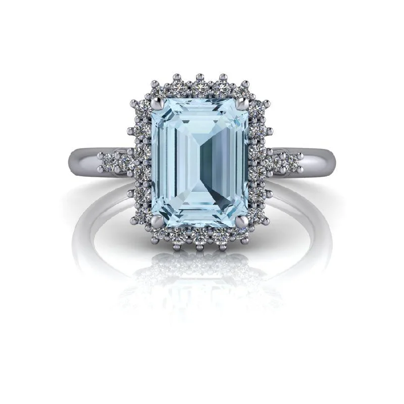 Emerald Aquamarine & Diamond Engagement Ring, 1.70 ctw