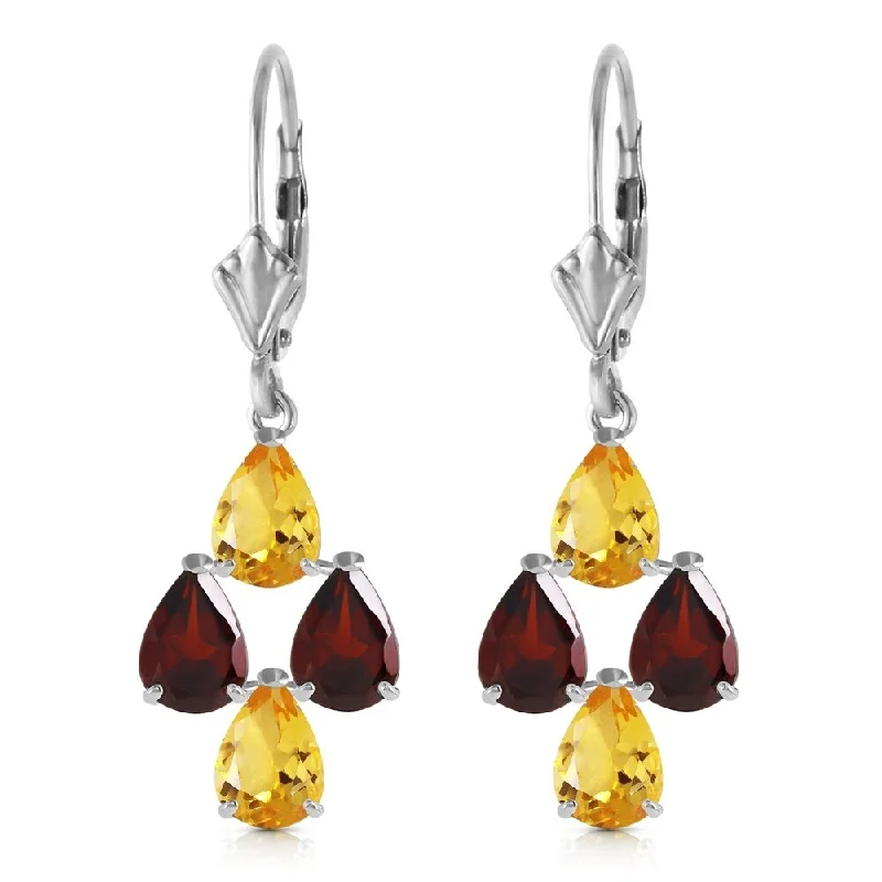 3.9 CTW 14K Solid White Gold Signs Of Rapture Citrine Garnet Earrings