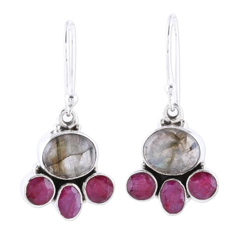 NOVICA Earth Aglow, Labradorite and agate dangle earrings - 1.4*0.6