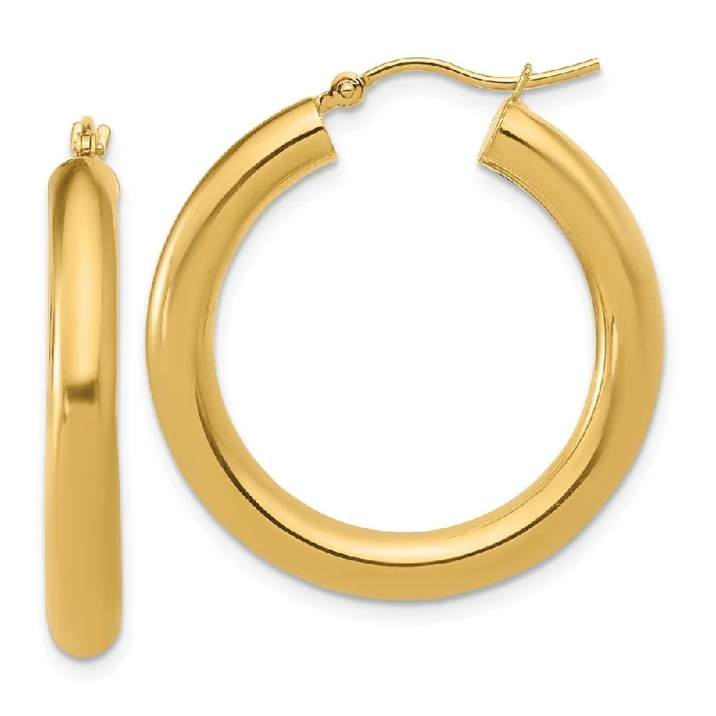 Diamond2Deal 10k Yellow Gold Polished Lightweight Hoop Earrings (L-31.5mm, W-16.25mm)