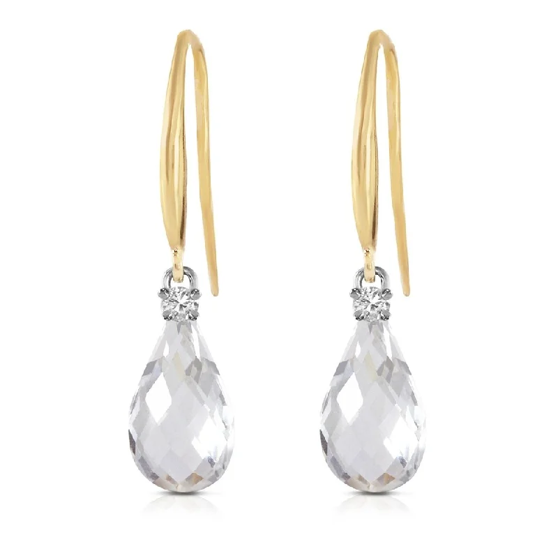 4.6 CTW 14K Solid Gold Impressions White Topaz Diamond Earrings