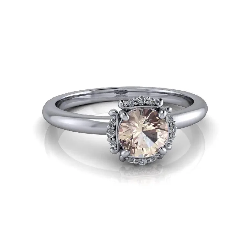 Morganite Engagement Ring Diamond Halo Setting 1.35 CTW