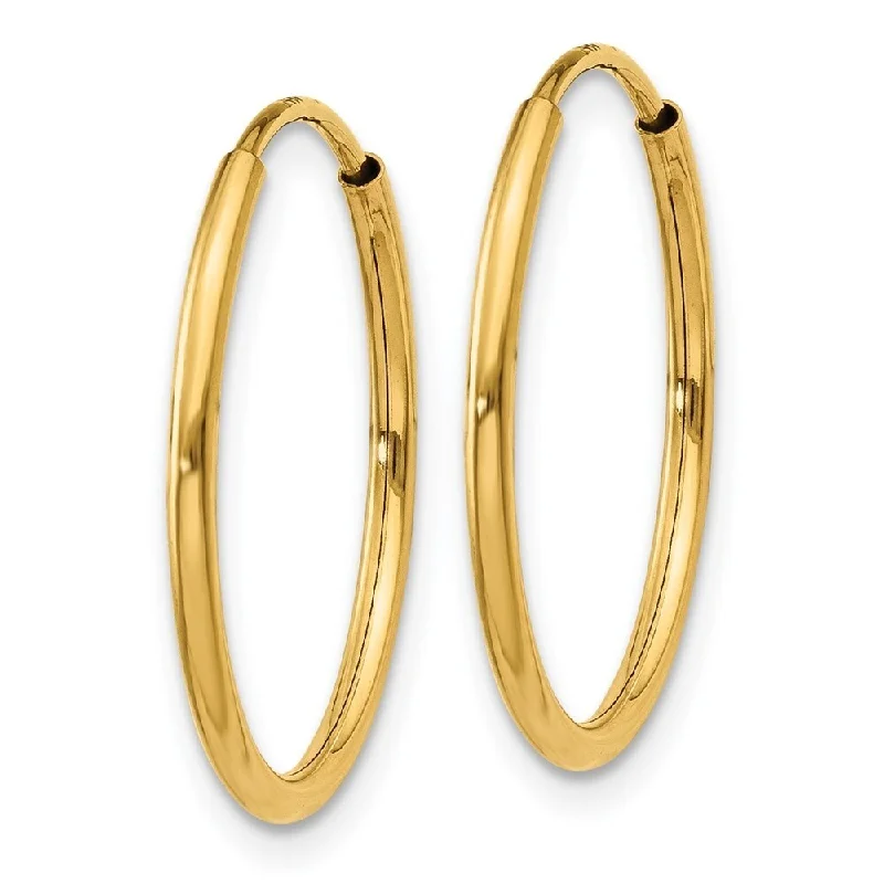 Diamond2Deal 14k Yellow Gold 1.25mm Endless Hoop Earrings (L-20mm, W-20mm)