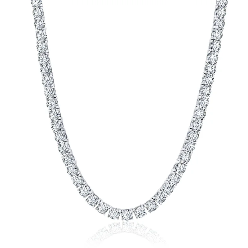 Luxe Layers Sterling Silver 4MM Round Cubic Zirconia 16-inch Tennis Necklace