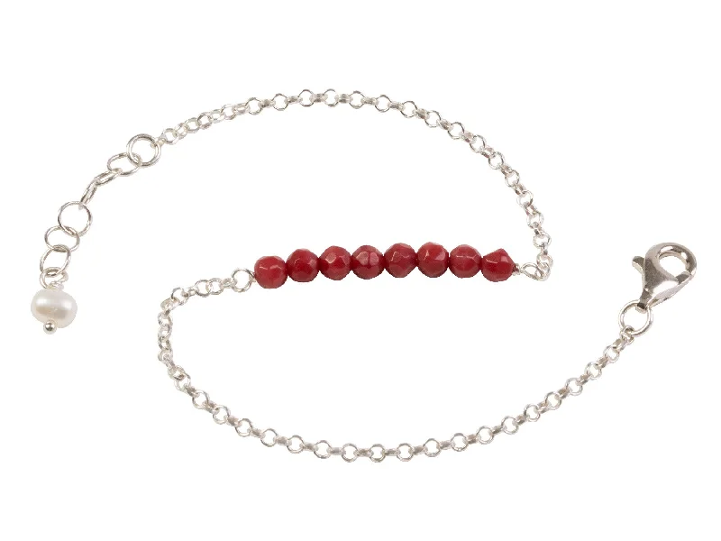 Red coral nugget bracelet