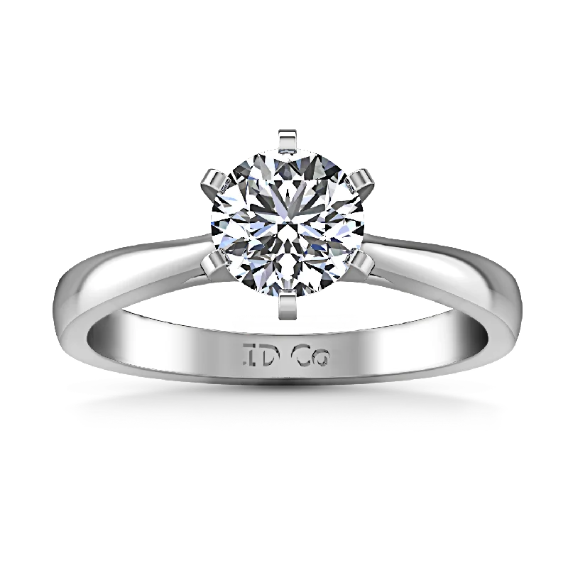 Solitaire Engagement Ring Tapered And Arched 14K White Gold