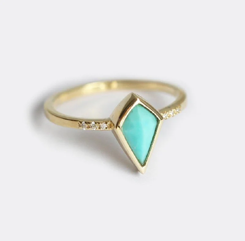 Gold Turquoise Ring, Unique Engagement Ring