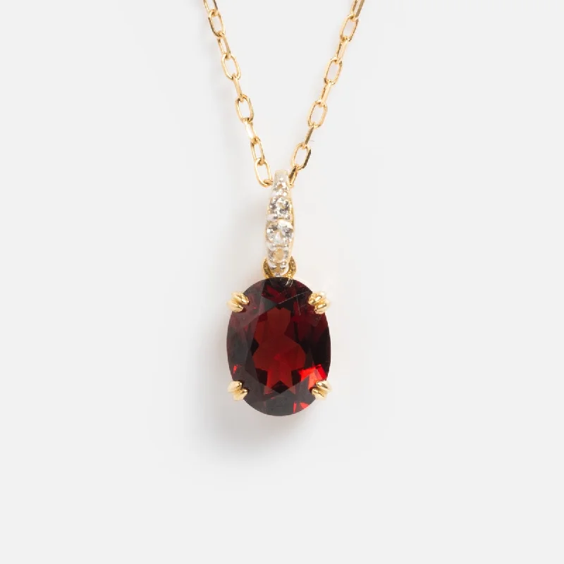 Solid Gold 2025 January Capsule Classic Garnet Pendant Necklace