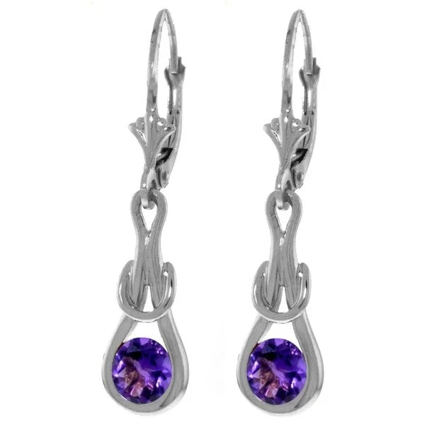 1.3 CTW 14K Solid White Gold Trumpet Blast Amethyst Earrings