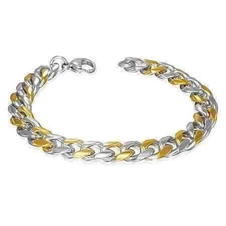 Havana Two Tone Stainless Steel Thick Cuban Link Men's Bracelet