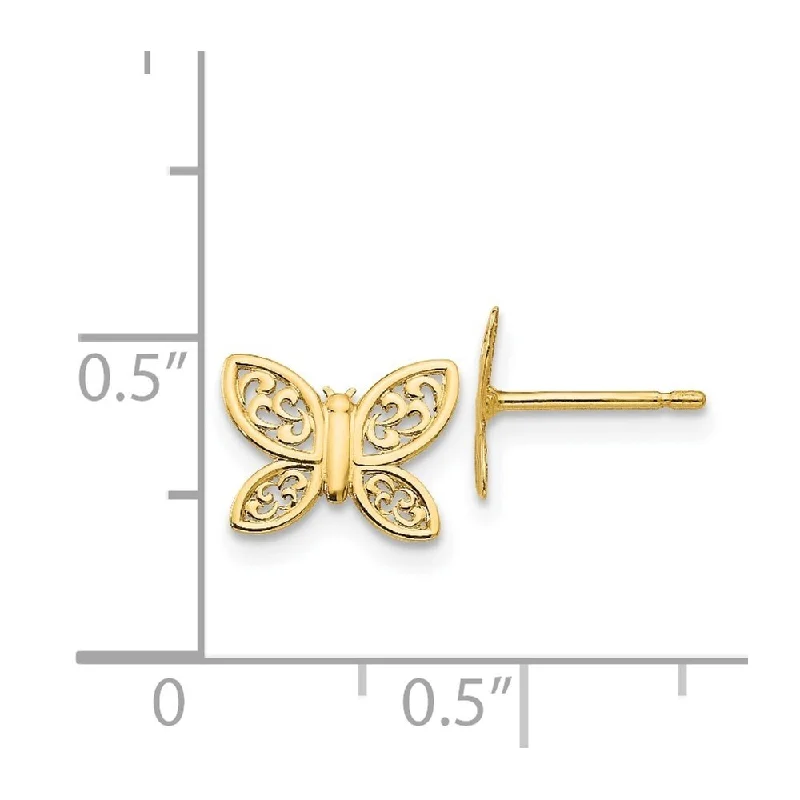 Diamond2Deal 14k Yellow Gold Polished Flower Post Stud Earrings (L-6mm, W-6mm)