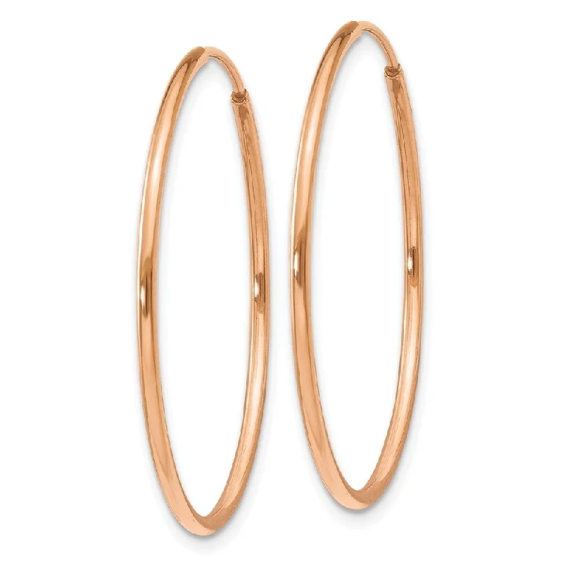 Diamond2Deal 14k Rose Gold 1.2mm Polished Endless Hoop Earrings (L-30mm, W-30mm)