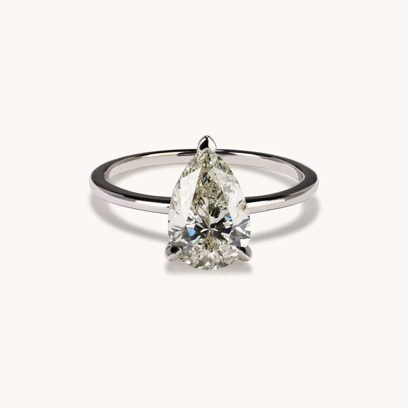 2.01 Pear Natural Diamond Engagement Ring