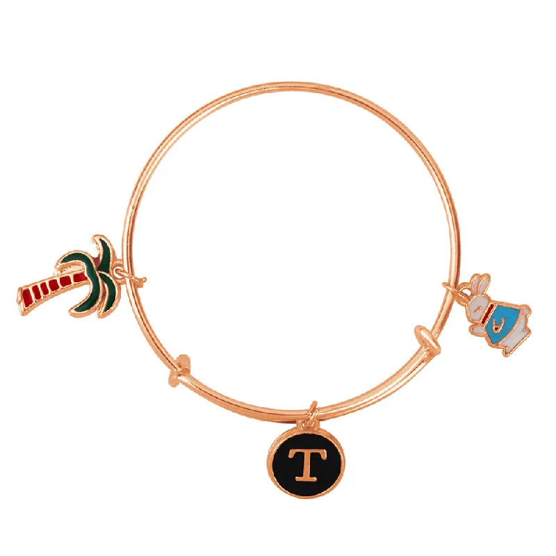 Mahi T Letter Rabit & Coconut Shaped Rose Gold Plated Enamel Work Charms Kids Bracelets for Kids (BRK1100977Z)