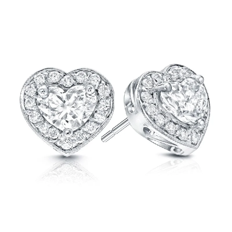 Auriya 14k Gold 2 1/8ct TDW Diamond Heart Earrings (E-F, VS1-VS2)