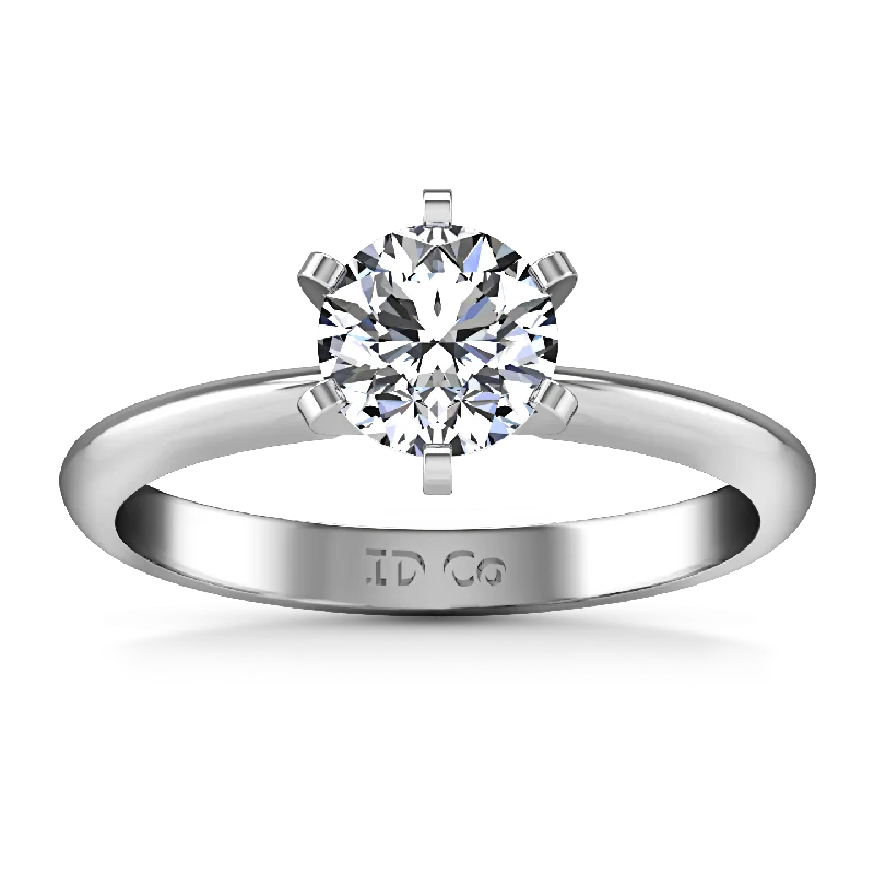 Solitaire Engagement Ring Classic 6 Prong 14K White Gold