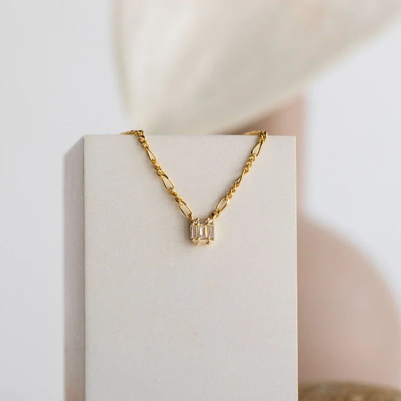 Square Diamond Figaro Necklace