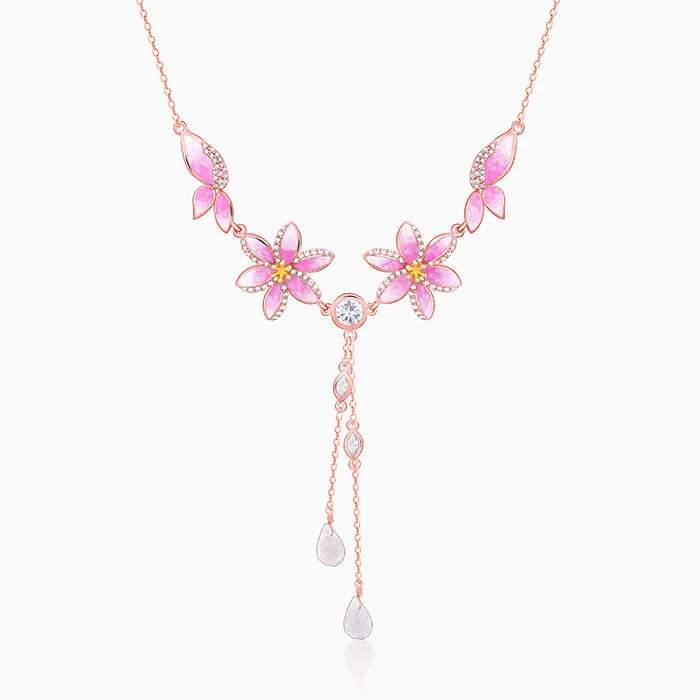 Rose Gold Pink Trillium Necklace