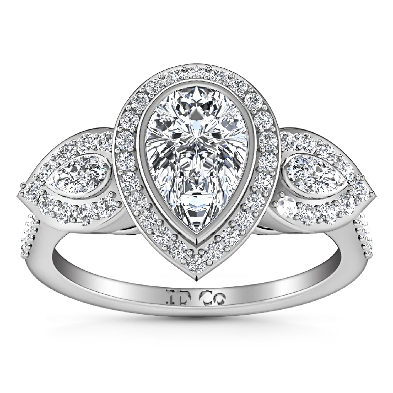 Three Stone Engagement Ring Vanessa 14K White Gold