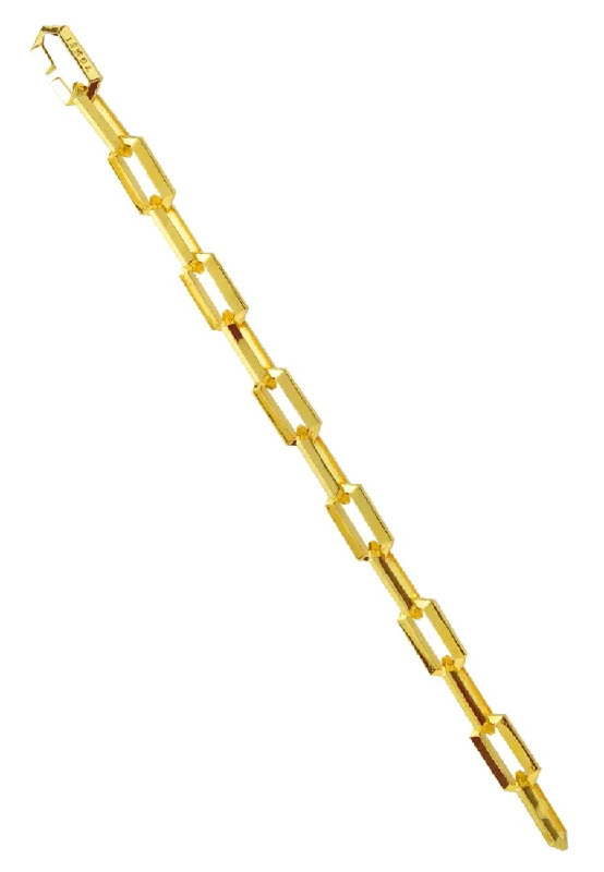 TOMEI Heavy Geometric Linked Chain Bracelet, Yellow Gold 916