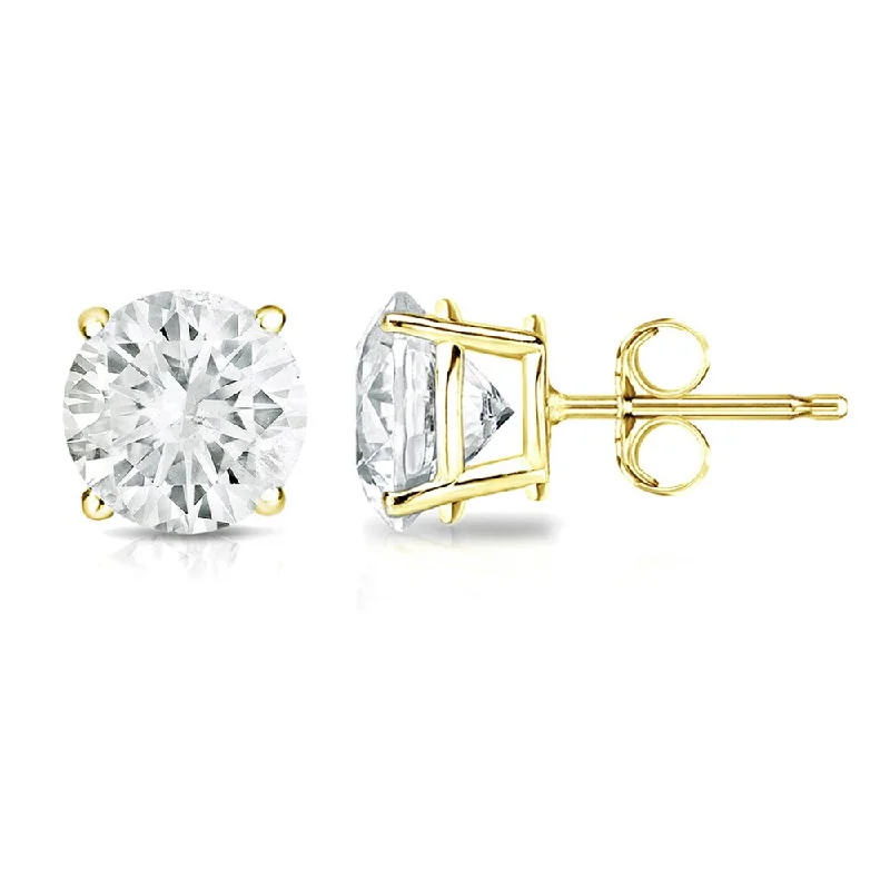 18k Gold 1 1/4ct TW Round Clarity Enhanced Diamond Stud Earrings (J-K, SI1-SI2)