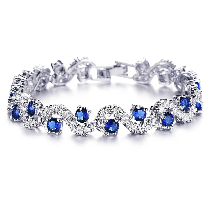 Mahi Rich Royal Blue Crystals Bracelet - BR1100276R