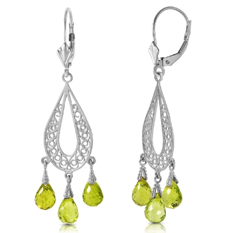 3.75 CTW 14K Solid White Gold Chandelier Earrings Natural Peridot