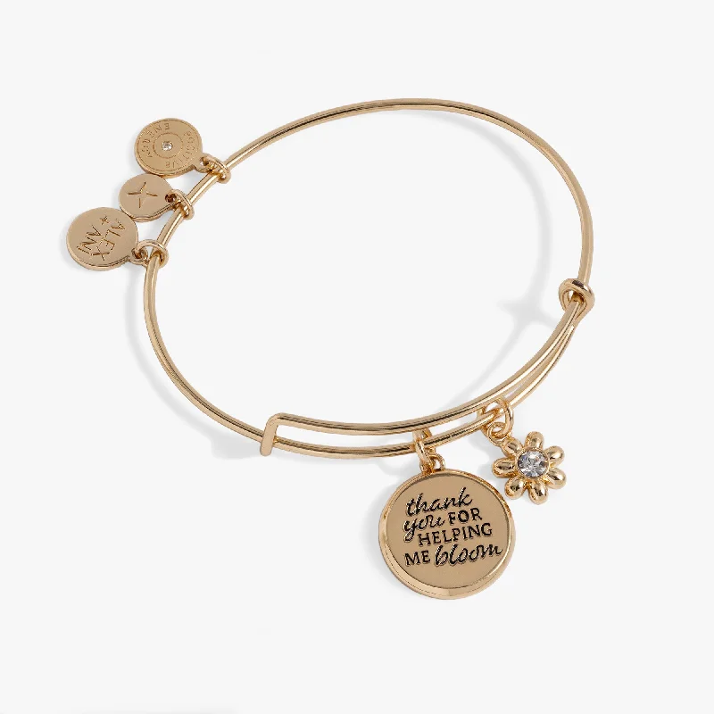 Thank You For Helping Me Bloom' Charm Bangle