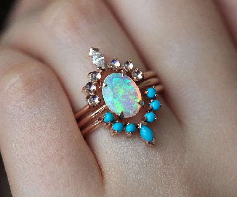 Ariela Opal Engagement Ring Set