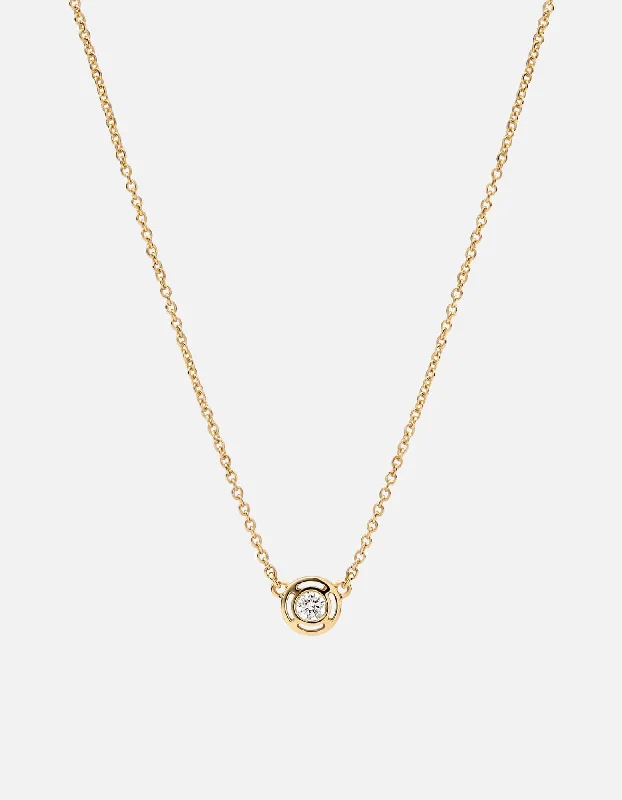 Mini Luna Necklace, 14K Gold/Diamond