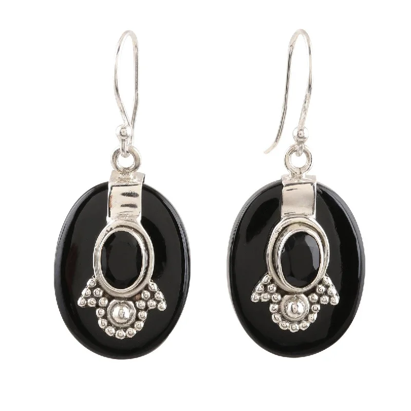 NOVICA Midnight Crown, Onyx dangle earrings - 1.6*0.6