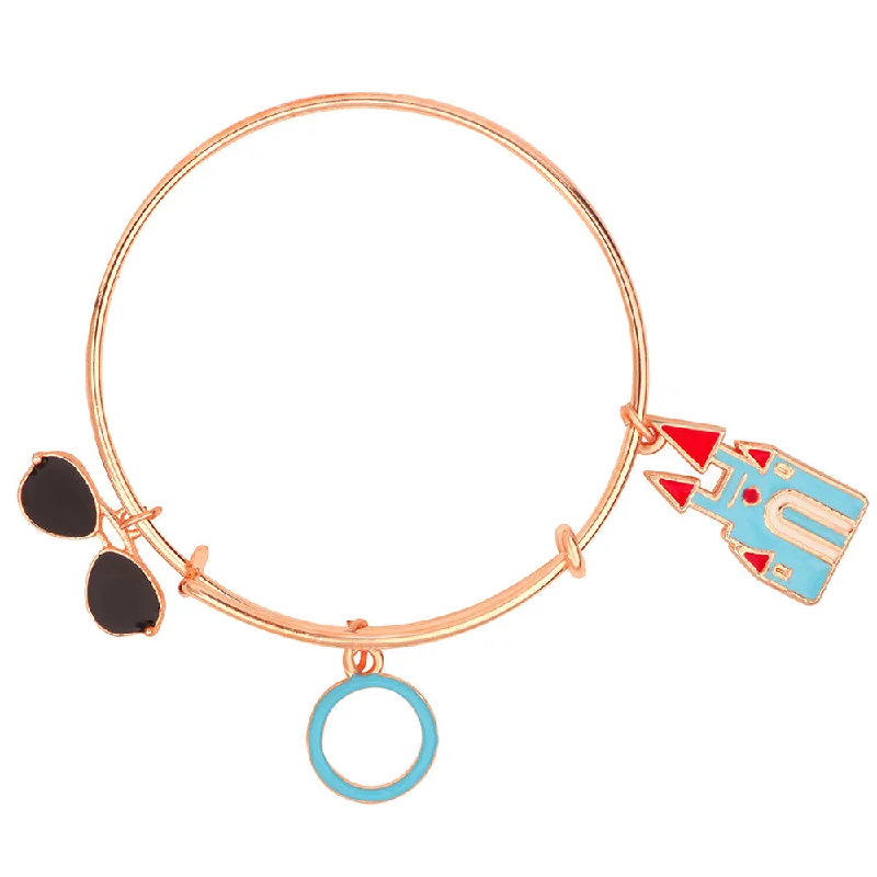 Mahi House, Circle & Sunglasess Shaped Enamel Work Charm Bracelet with Rose Gold Plated for Kids (BRK1100873Z)