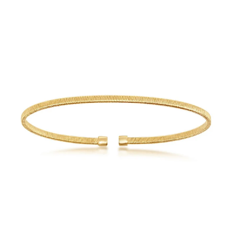 Sterling Silver Wire Designer Bangle, Bonded with 14K Gold Plating (95075)