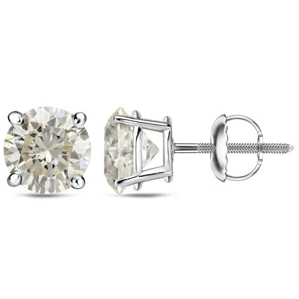 18k Gold 1 to 2ct TDW Certified Round Diamond Stud Earrings by Auriya (J-K, I1-I2)