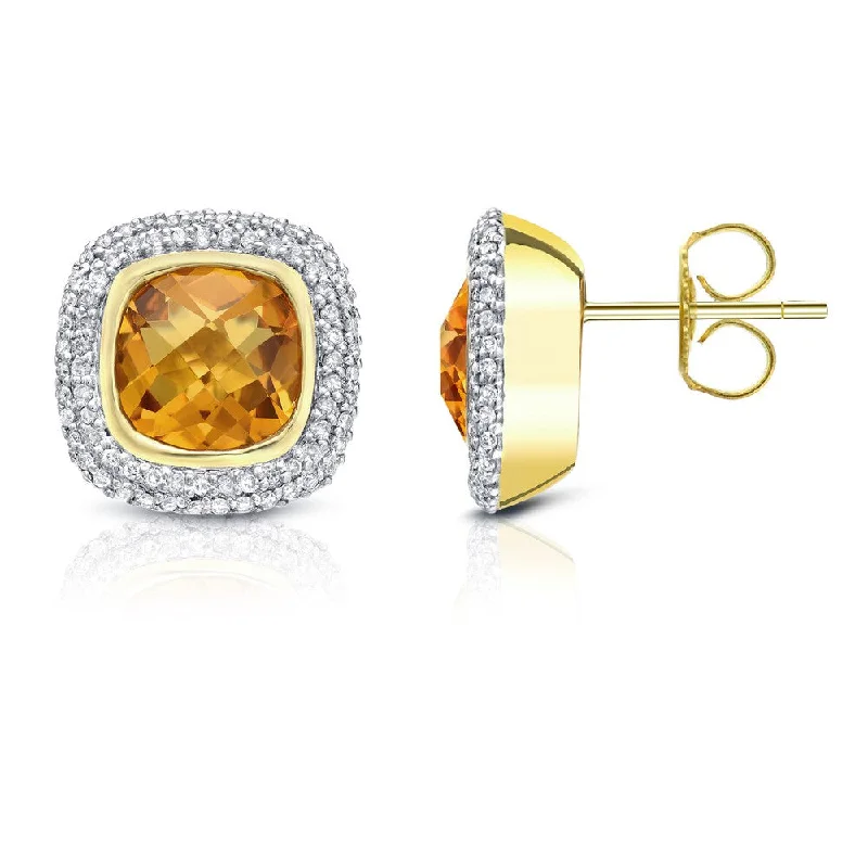 14k Two-tone Gold 1/2ct TDW Citrine and Diamond Earrings