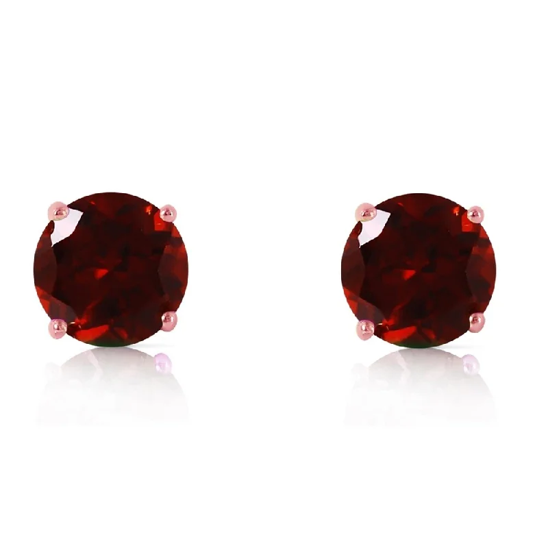 3.1 CTW 14K Solid Rose Gold Anna Garnet Stud Earrings