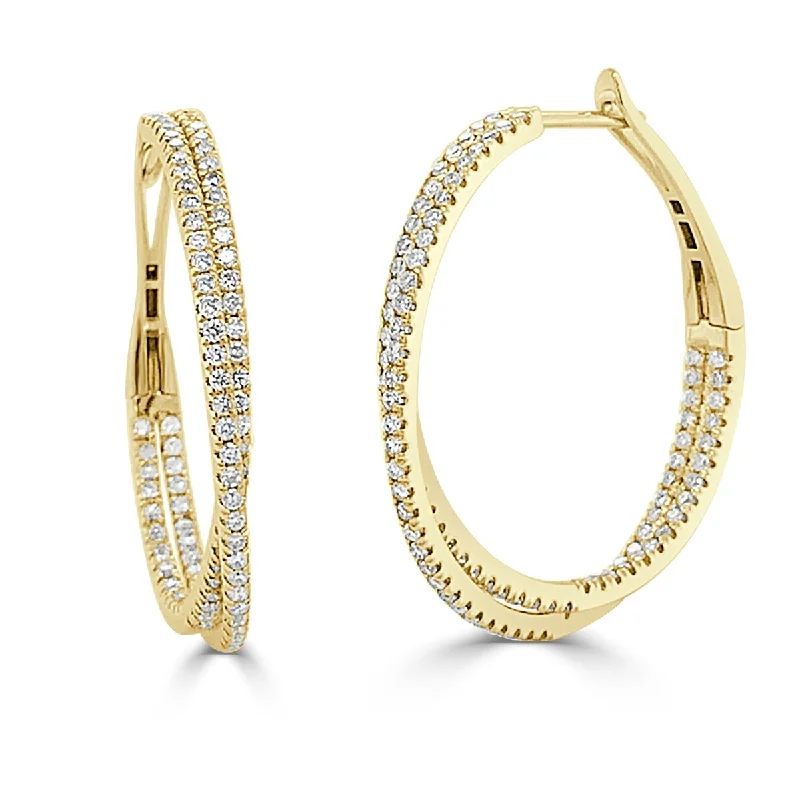 Joelle 14k Gold & Diamond Criss-Cross Hoop Earrings - 1.21ct