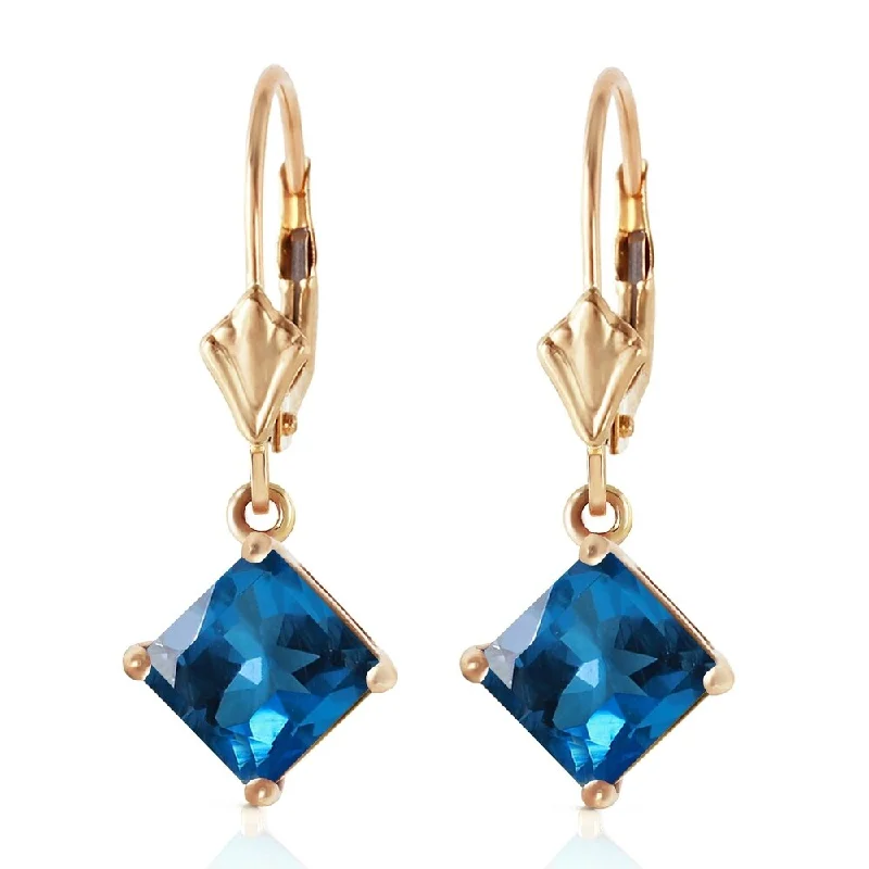 3.2 CTW 14K Solid Gold Demeter Blue Topaz Earrings