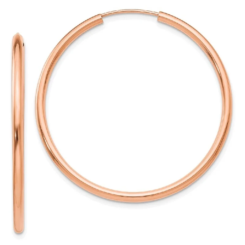 Diamond2Deal 14k Rose Gold Polished Endless 2mm Hoop Earrings (L-40mm, W-40mm)