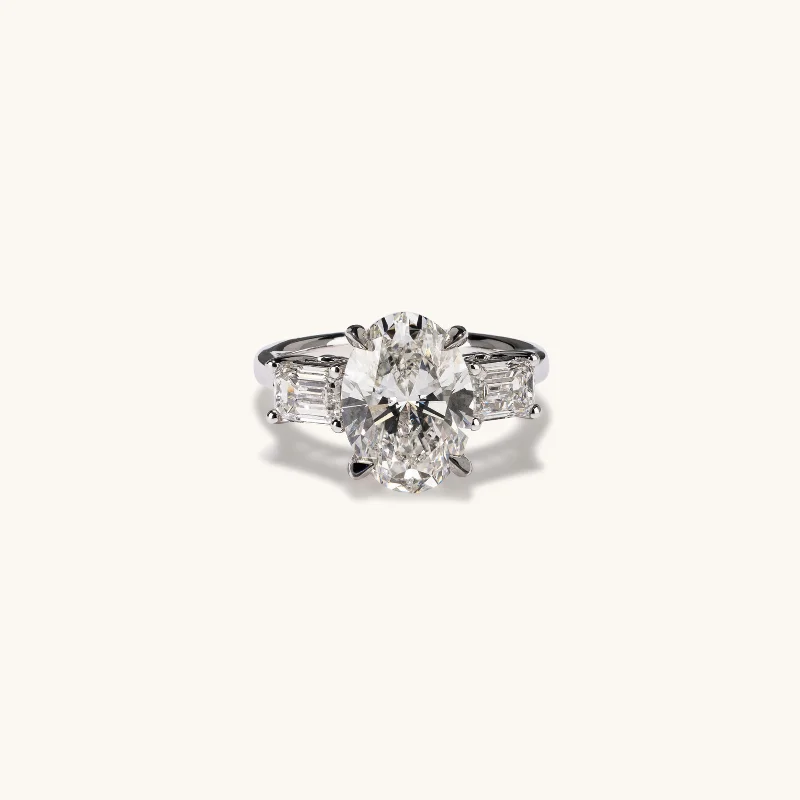 4.01 Oval Lab Diamond 3-Stone Engagement Ring