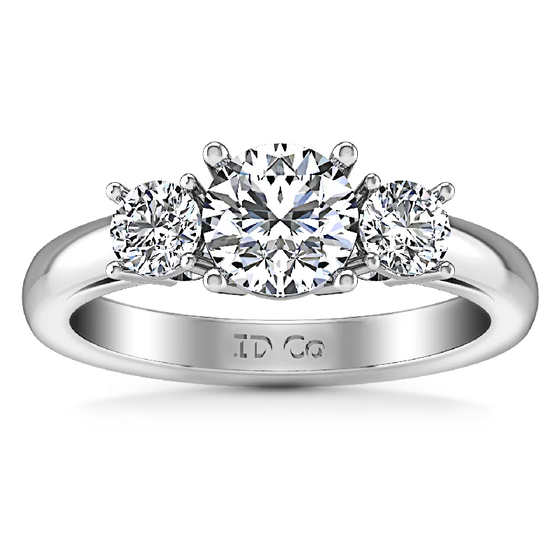 Three Stone Engagement Ring Alexandra 14K White Gold