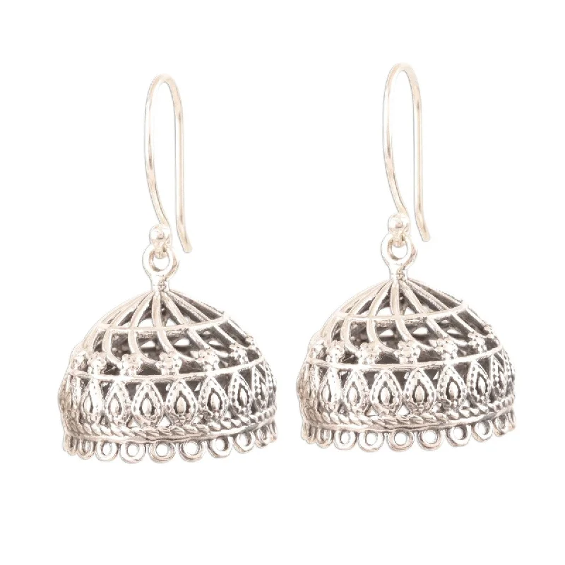 NOVICA Intricate Jhumki, Sterling silver dangle earrings - 1.3*0.7